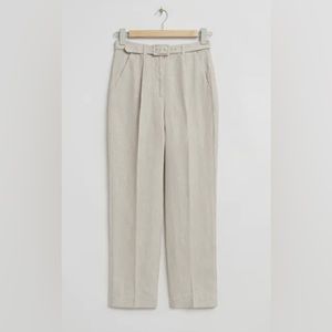 Linen high waisted taper leg trouser